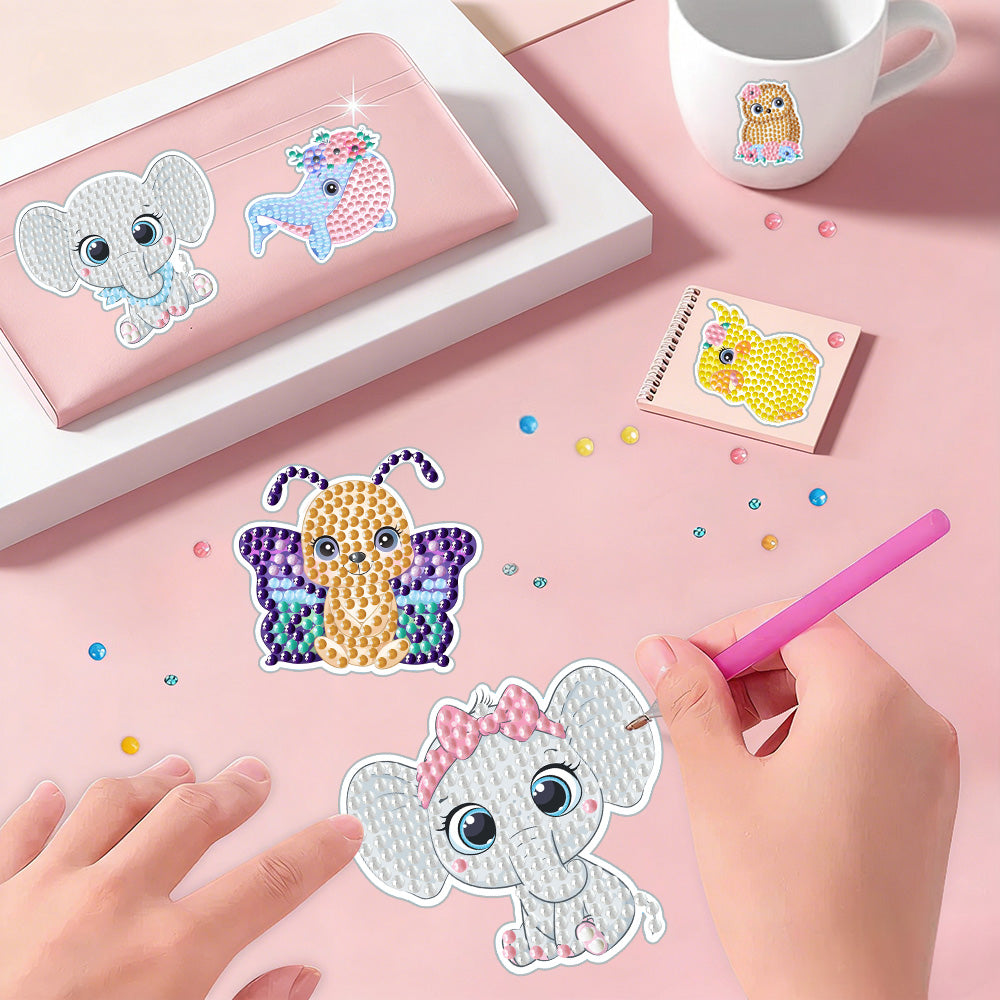 13Pcs Adorable Animal Cubs Diamond Painting Stickers