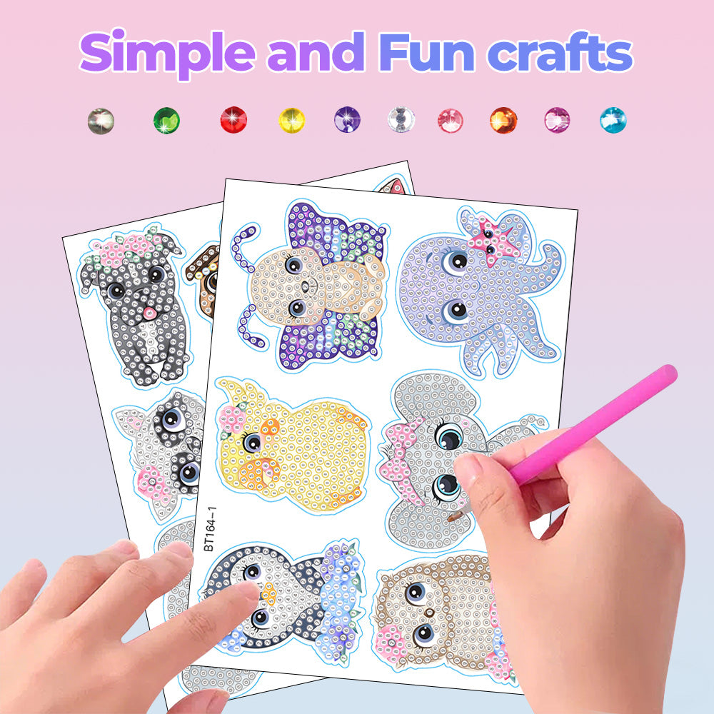 13Pcs Adorable Animal Cubs Diamond Painting Stickers
