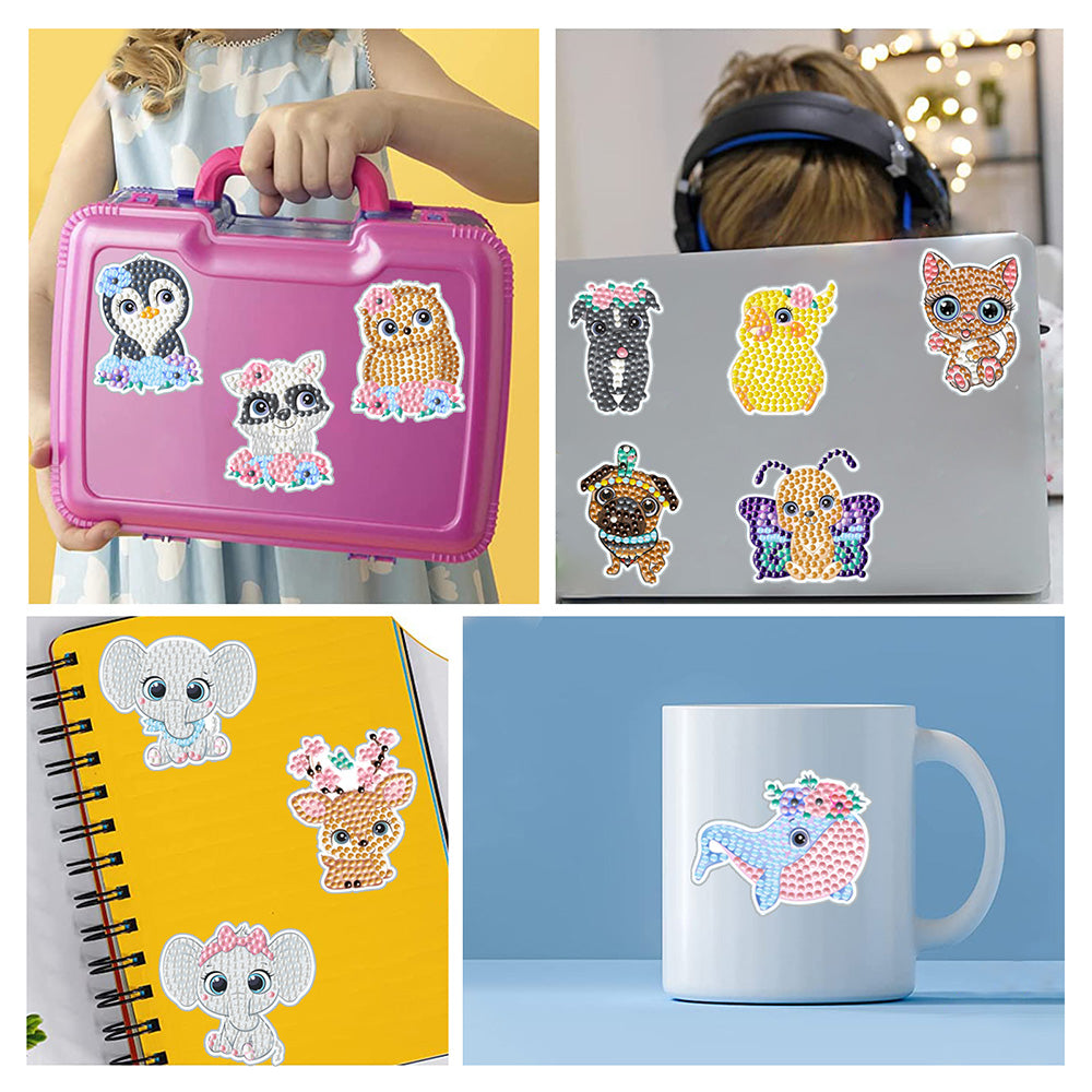 13Pcs Adorable Animal Cubs Diamond Painting Stickers
