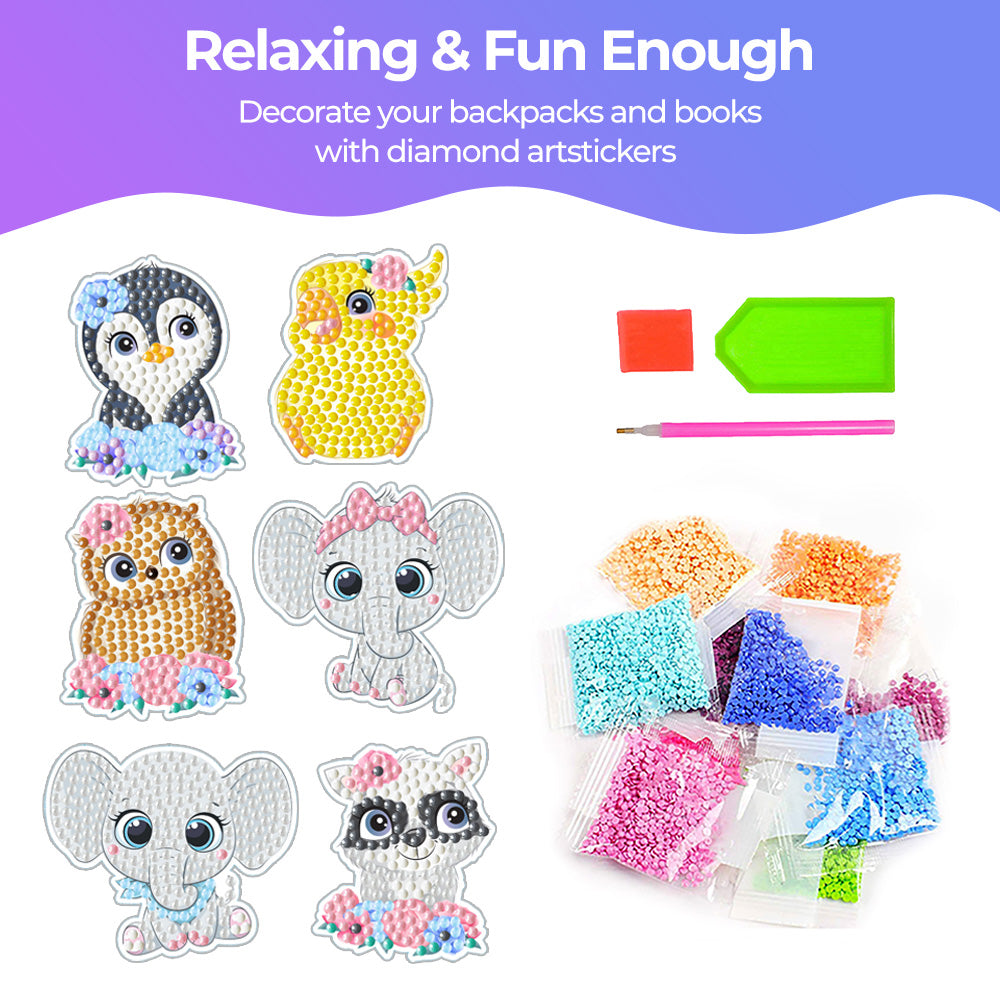 13Pcs Adorable Animal Cubs Diamond Painting Stickers