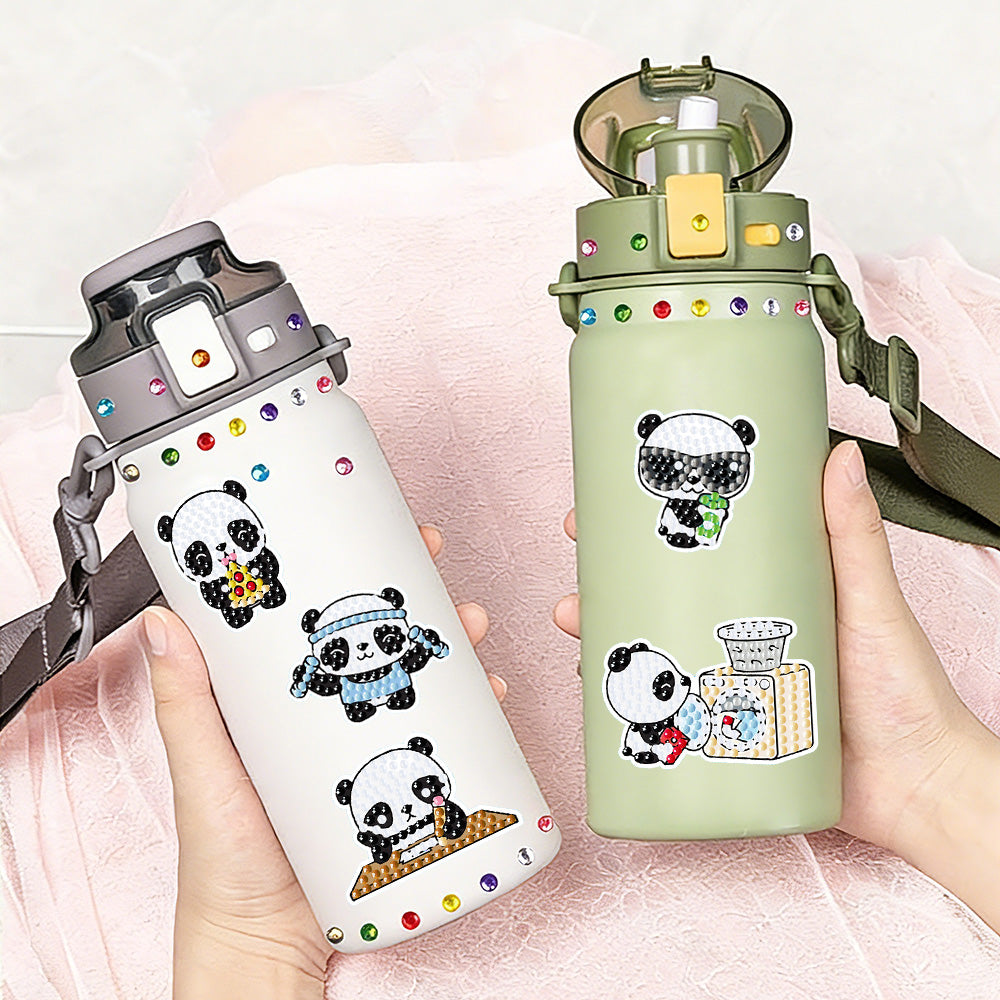 16Pcs Panda's Fulfilling Life Diamond Painting Stickers