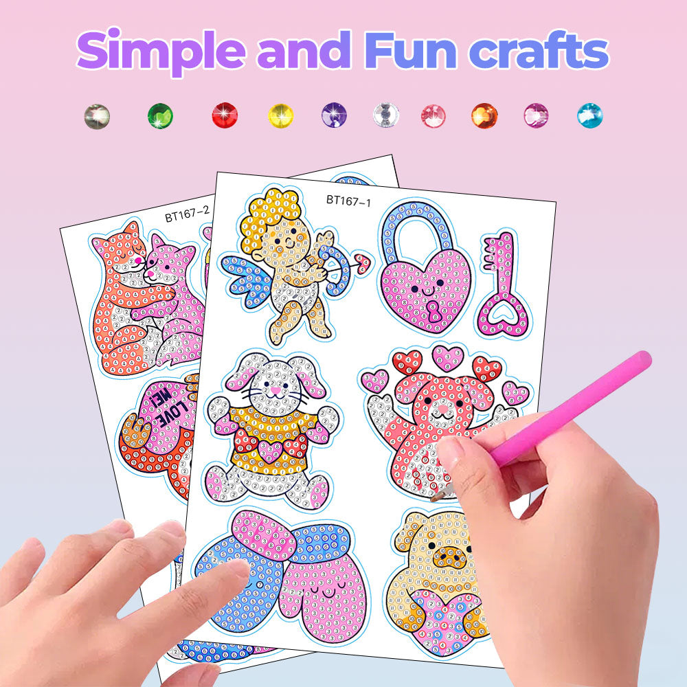17Pcs Cute Love Theme Diamond Painting Stickers