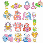 17Pcs Cute Love Theme Diamond Painting Stickers