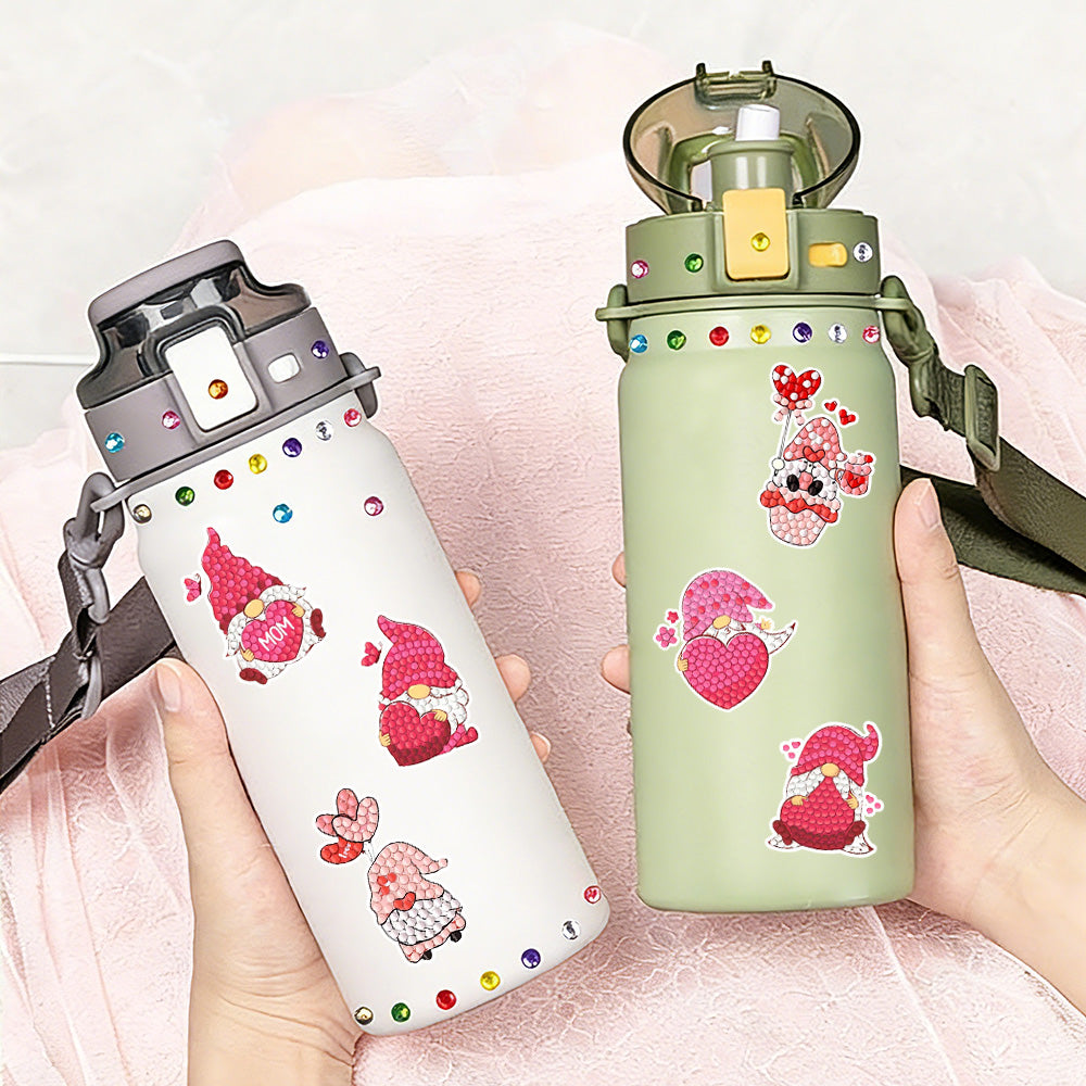 24Pcs Red Valentine Gnome Diamond Painting Stickers