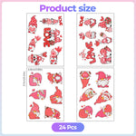 24Pcs Red Valentine Gnome Diamond Painting Stickers