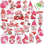 24Pcs Red Valentine Gnome Diamond Painting Stickers
