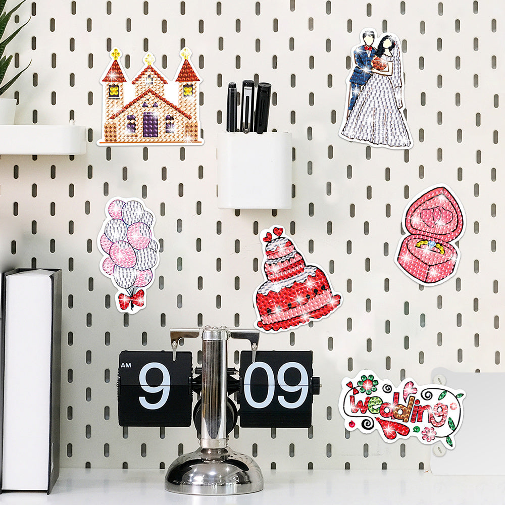 24Pcs Sweet Wedding Diamond Painting Fridge Magnets Kit