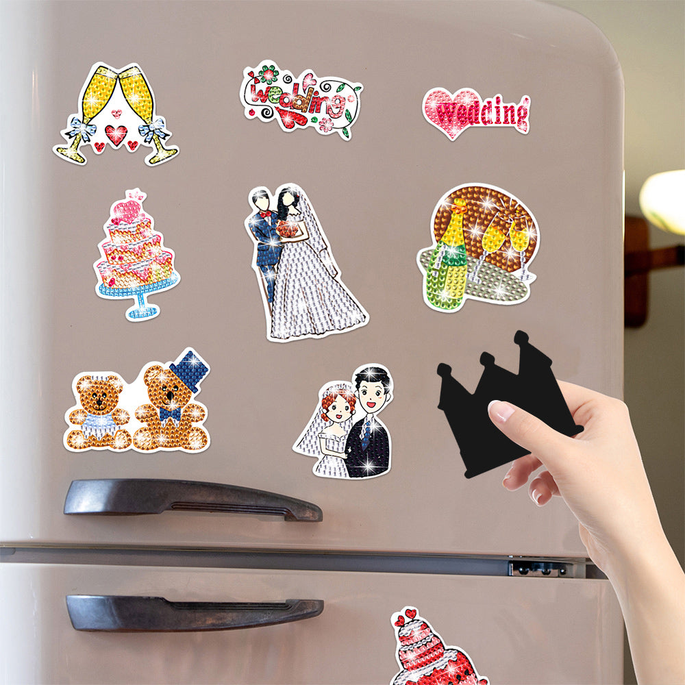 24Pcs Sweet Wedding Diamond Painting Fridge Magnets Kit