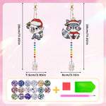 2Pcs Double-Sided Diamond Painting Crystal Suncatcher Hanging Ornament - Christmas Panda and Raccoon
