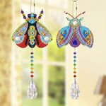 2Pcs Double-Sided Diamond Painting Crystal Suncatcher Hanging Ornament - Colorful Moths