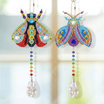 2Pcs Double-Sided Diamond Painting Crystal Suncatcher Hanging Ornament - Colorful Moths