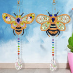 2Pcs Double-Sided Diamond Painting Crystal Suncatcher Hanging Ornament - Golden Bees