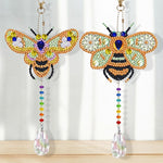 2Pcs Double-Sided Diamond Painting Crystal Suncatcher Hanging Ornament - Golden Bees