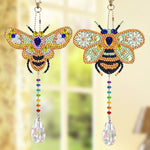 2Pcs Double-Sided Diamond Painting Crystal Suncatcher Hanging Ornament - Golden Bees