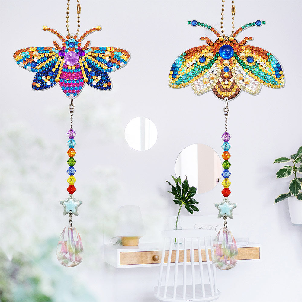2Pcs Double-Sided Diamond Painting Crystal Suncatcher Hanging Ornament - Gorgeous Bees