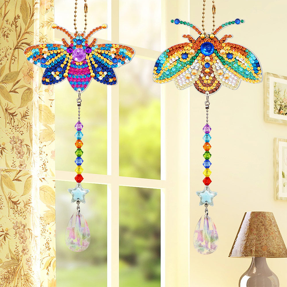 2Pcs Double-Sided Diamond Painting Crystal Suncatcher Hanging Ornament - Gorgeous Bees