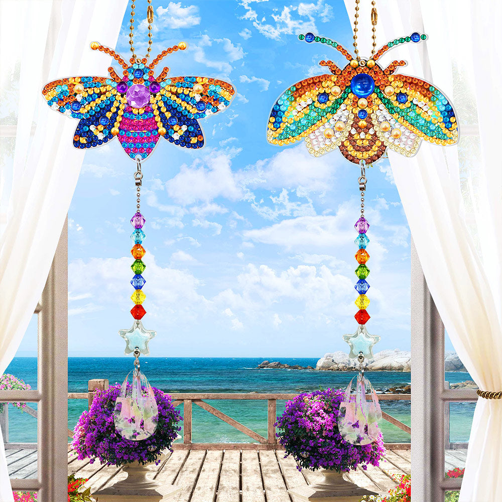 2Pcs Double-Sided Diamond Painting Crystal Suncatcher Hanging Ornament - Gorgeous Bees