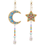 2Pcs Double-Sided Diamond Painting Crystal Suncatcher Hanging Ornament - Moon and Star
