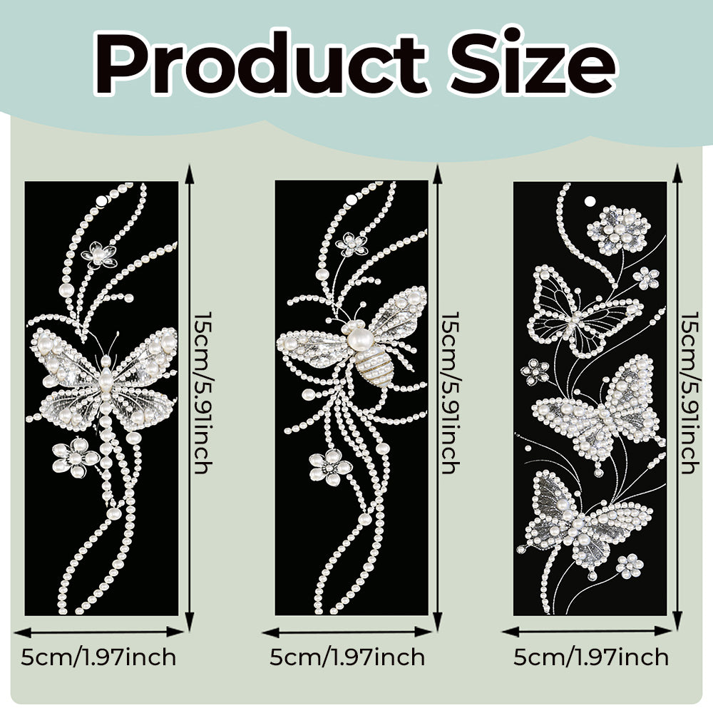 3PCS Pearl Diamond Painting Bookmark Kit – Butterfly and Bee