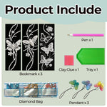 3PCS Pearl Diamond Painting Bookmark Kit – Butterfly and Bee