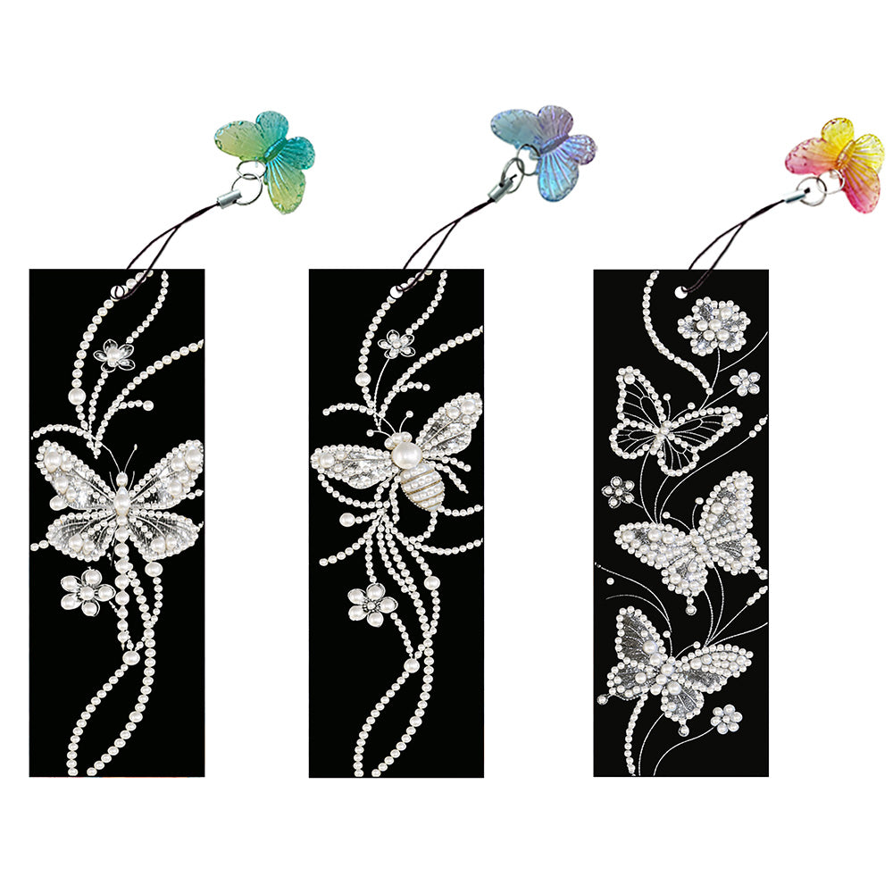 3PCS Pearl Diamond Painting Bookmark Kit – Butterfly and Bee