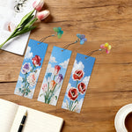3PCS Pearl Diamond Painting Bookmark Kit – Roses, Tulips and Poppies