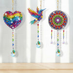 5Pcs Double-Sided Diamond Painting Crystal Suncatcher Hanging Ornament - Flying Animals and Hearts