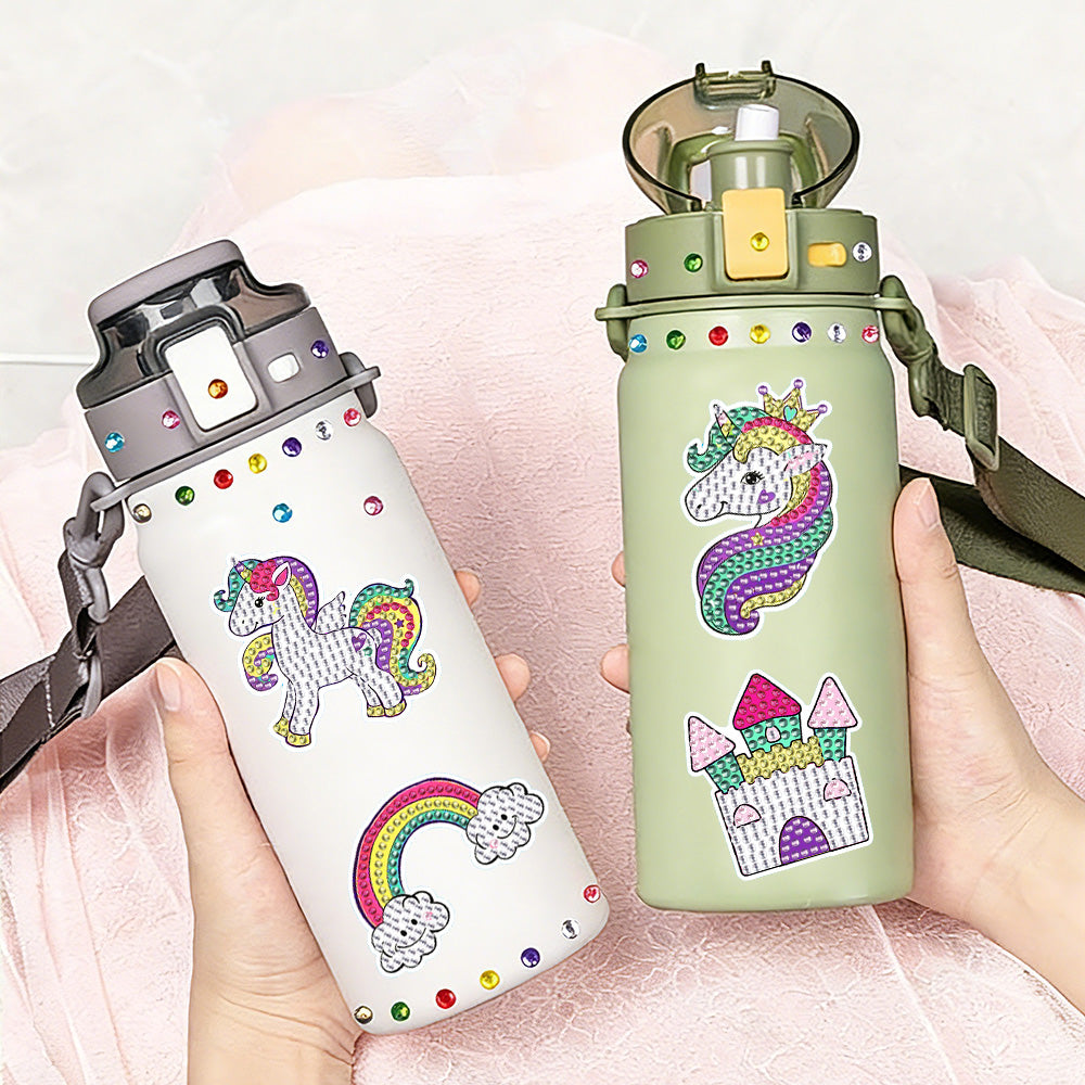 5Pcs Unicorn, Castle, and Rainbow Diamond Painting Stickers