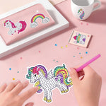 5Pcs Unicorn, Castle, and Rainbow Diamond Painting Stickers