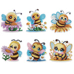 6Pcs Bees and Daisies Diamond Painting Fridge Magnets Kit