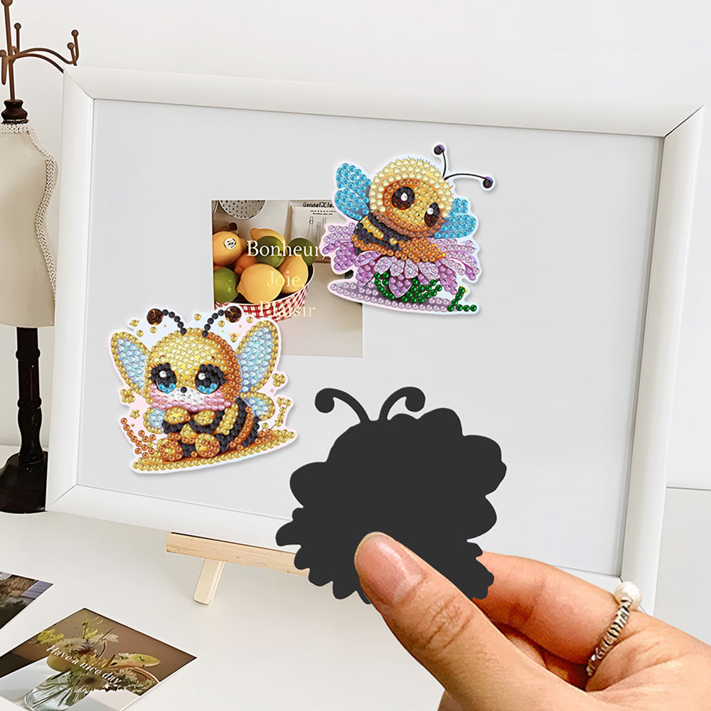 6Pcs Bees and Daisies Diamond Painting Fridge Magnets Kit