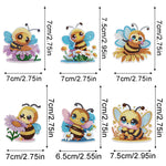 6Pcs Bees and Daisies Diamond Painting Fridge Magnets Kit