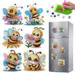 6Pcs Bees and Daisies Diamond Painting Fridge Magnets Kit