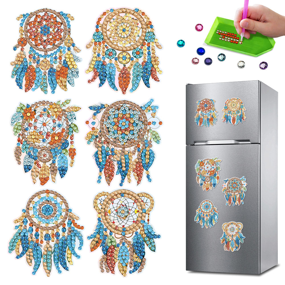 6Pcs Gorgeous Dreamcatchers Diamond Painting Fridge Magnets Kit