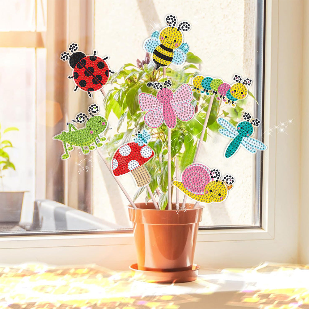 8PCS Beneficial Insects Diamond Painting Garden Stakes