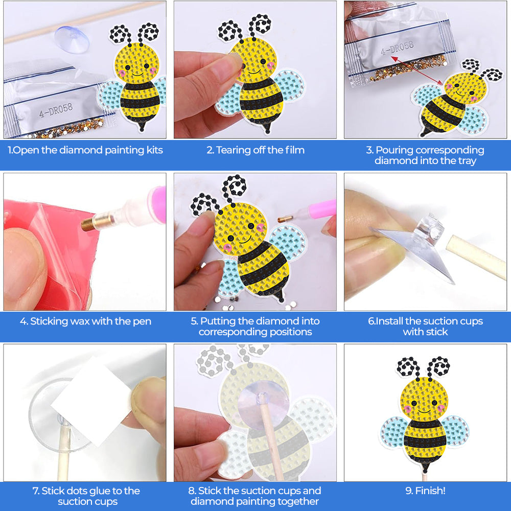 8PCS Beneficial Insects Diamond Painting Garden Stakes