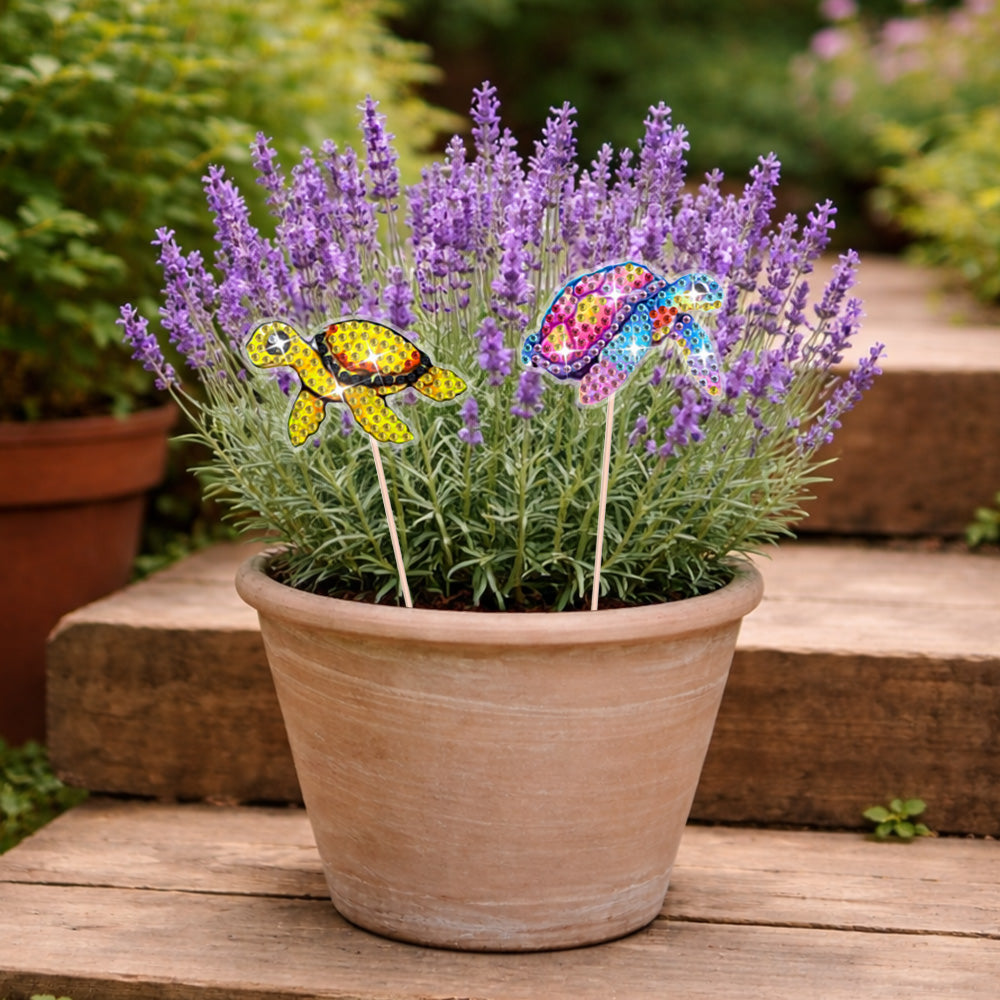 8PCS Colorful Sea Turtles Diamond Painting Garden Stakes