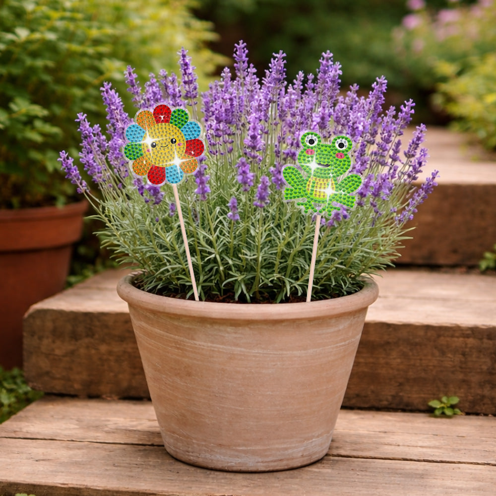 8PCS Cute Animals Diamond Painting Garden Stakes