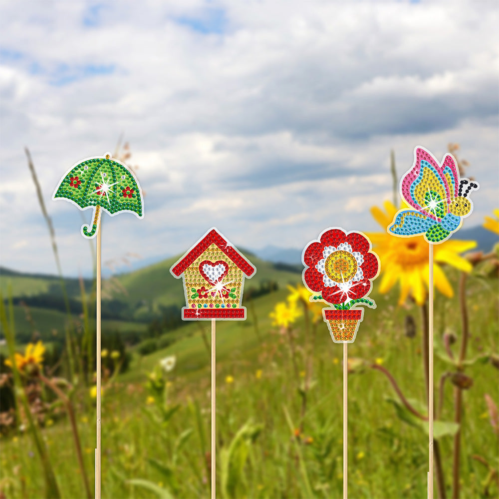 8PCS Cute Animals Diamond Painting Garden Stakes
