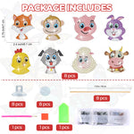 8PCS Cute Farm Animals Diamond Painting Garden Stakes