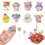8PCS Cute Farm Animals Diamond Painting Garden Stakes