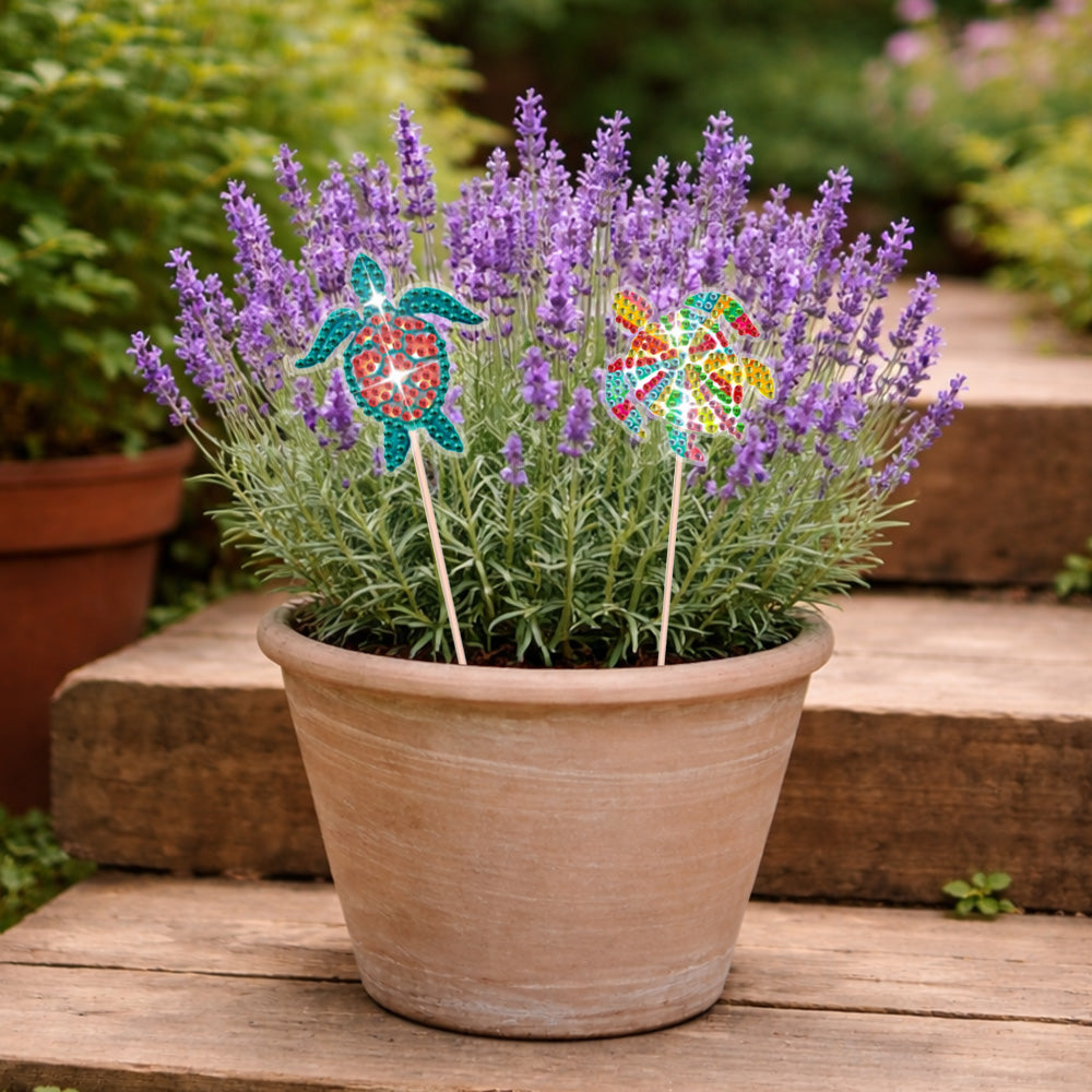 8PCS Cute Sea Turtles Diamond Painting Garden Stakes