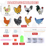 8PCS Farm Hen Diamond Painting Garden Stakes