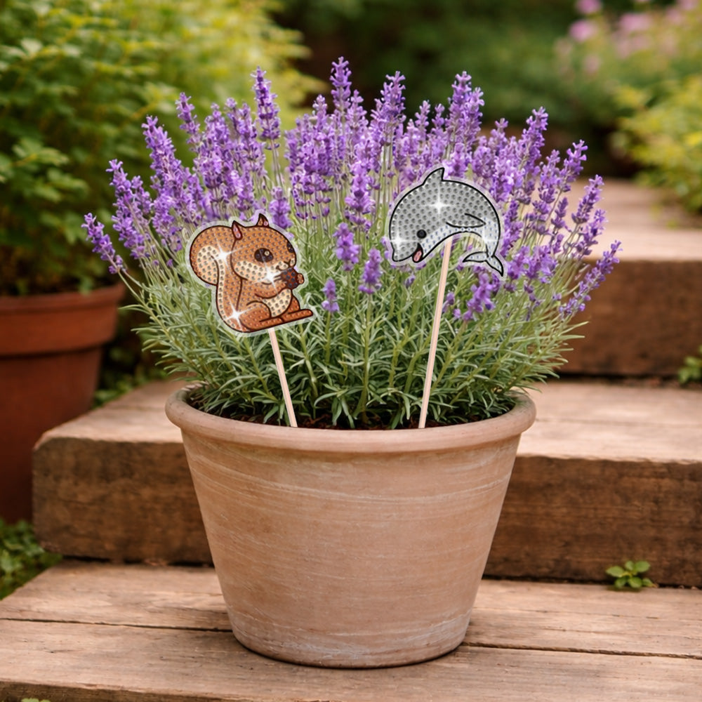 8PCS Happy Animals Diamond Painting Garden Stakes