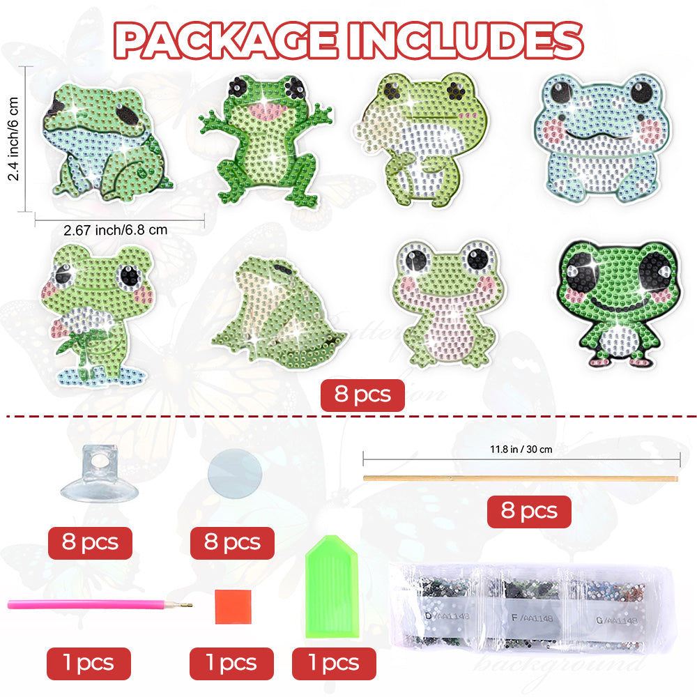 8PCS Happy Frogs Diamond Painting Garden Stakes