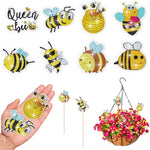 8PCS Industrious Little Bees Diamond Painting Garden Stakes