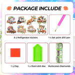 8Pcs Sleeping Animals Diamond Painting Fridge Magnets Kit