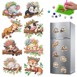 8Pcs Sleeping Animals Diamond Painting Fridge Magnets Kit