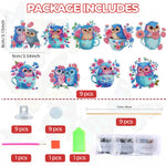 9PCS Cute Owls Diamond Painting Garden Stakes