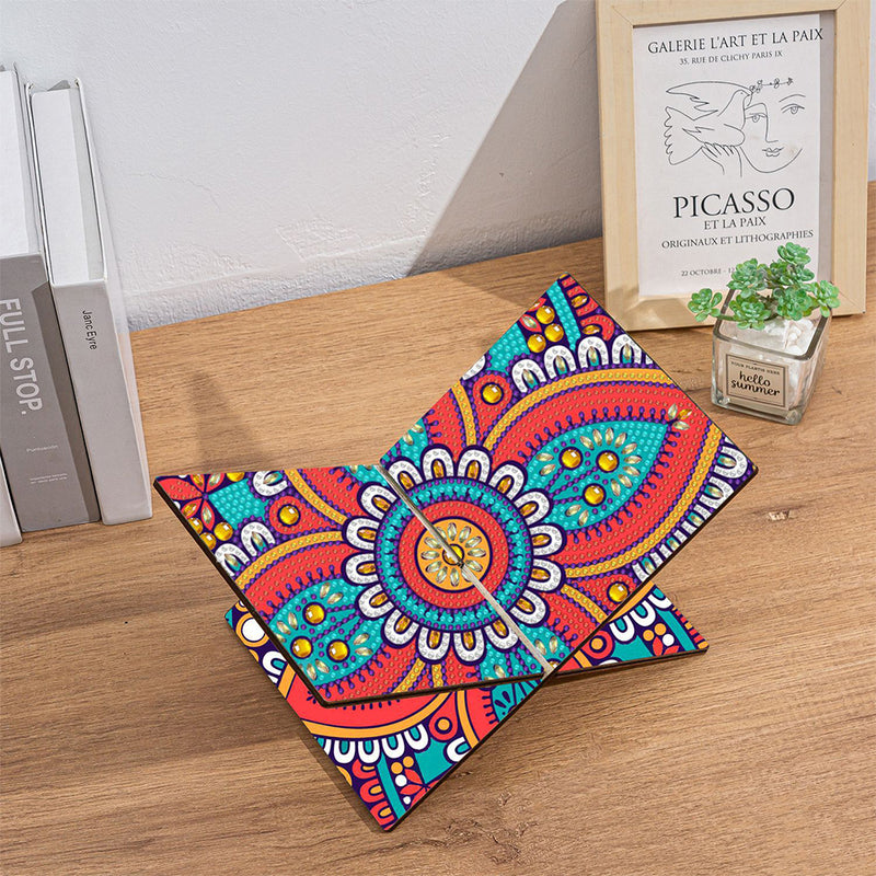 Red and Blue Mandala Wooden Hands-Free Desktop Book Holder Diamond Painting Kits